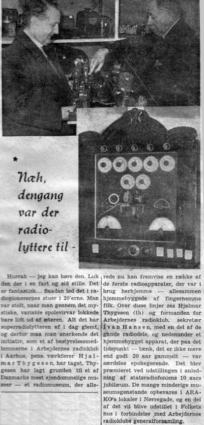 Artikkel om den store Pultmodtager fra Thygesen samlingen